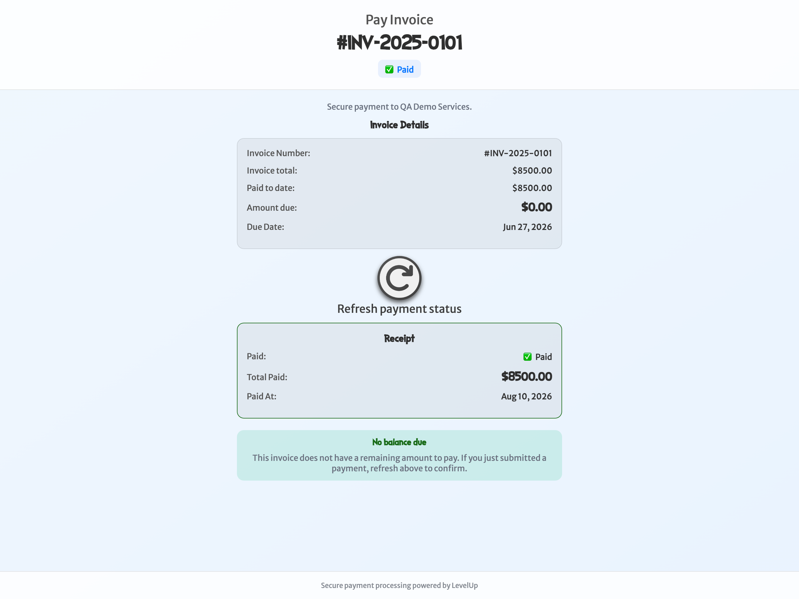 Get Paid: Customer view — iPad landscape