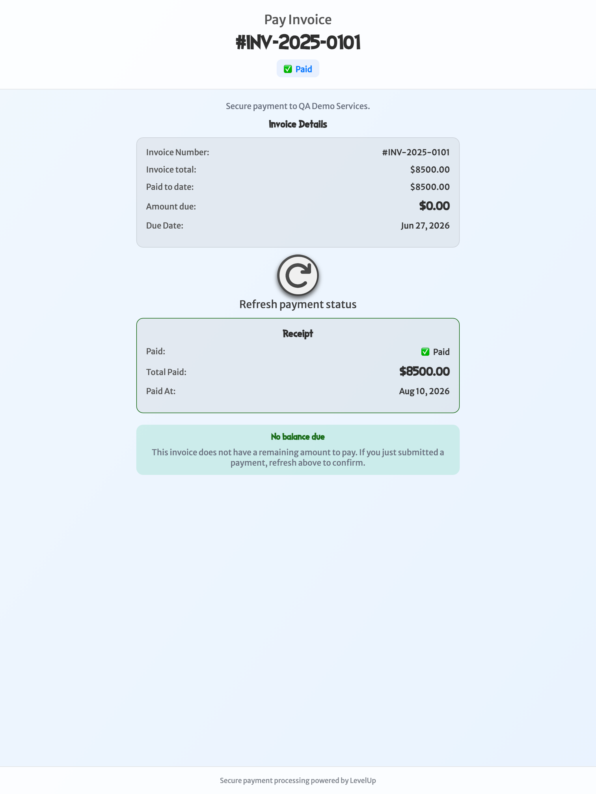Get Paid: Customer view — iPad portrait