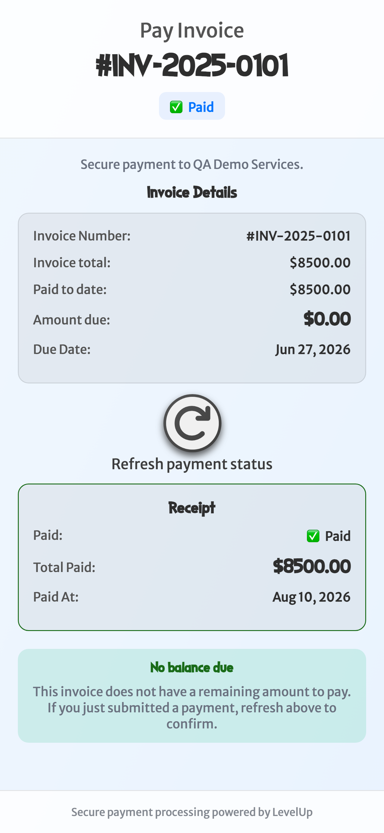Get Paid: Customer view — mobile