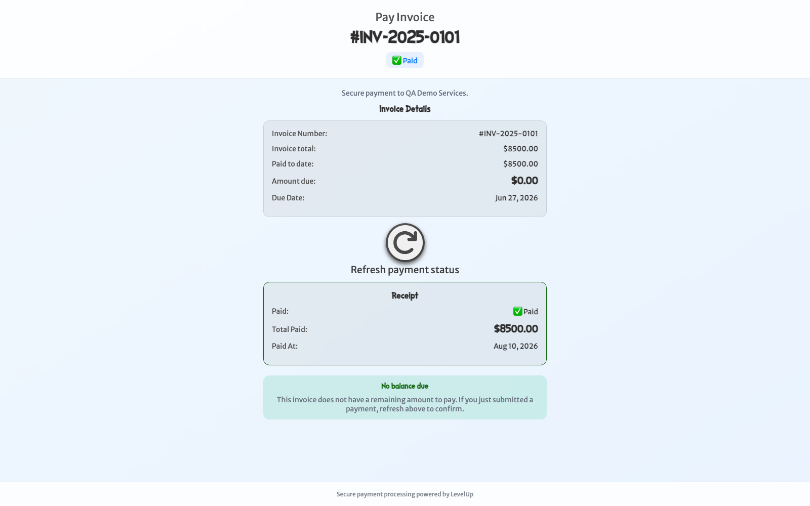 Get Paid: Customer view — desktop