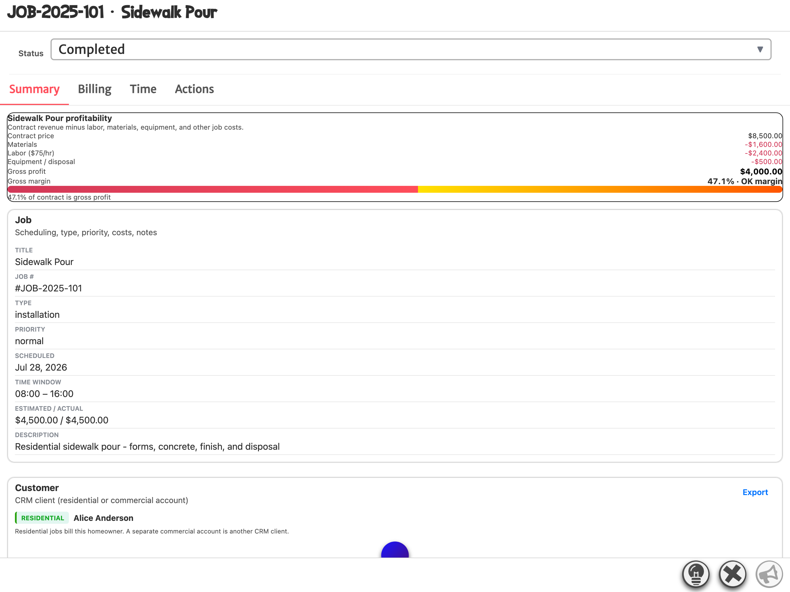 Command Your Crew: Job profitability — iPad landscape