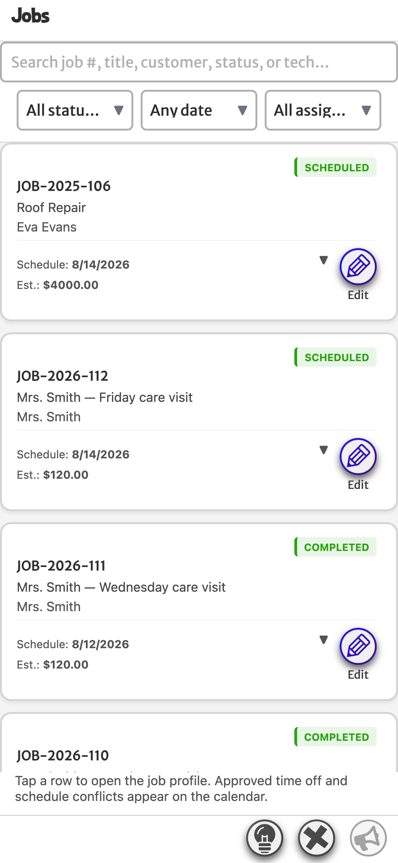 Command Your Crew: Job board — mobile