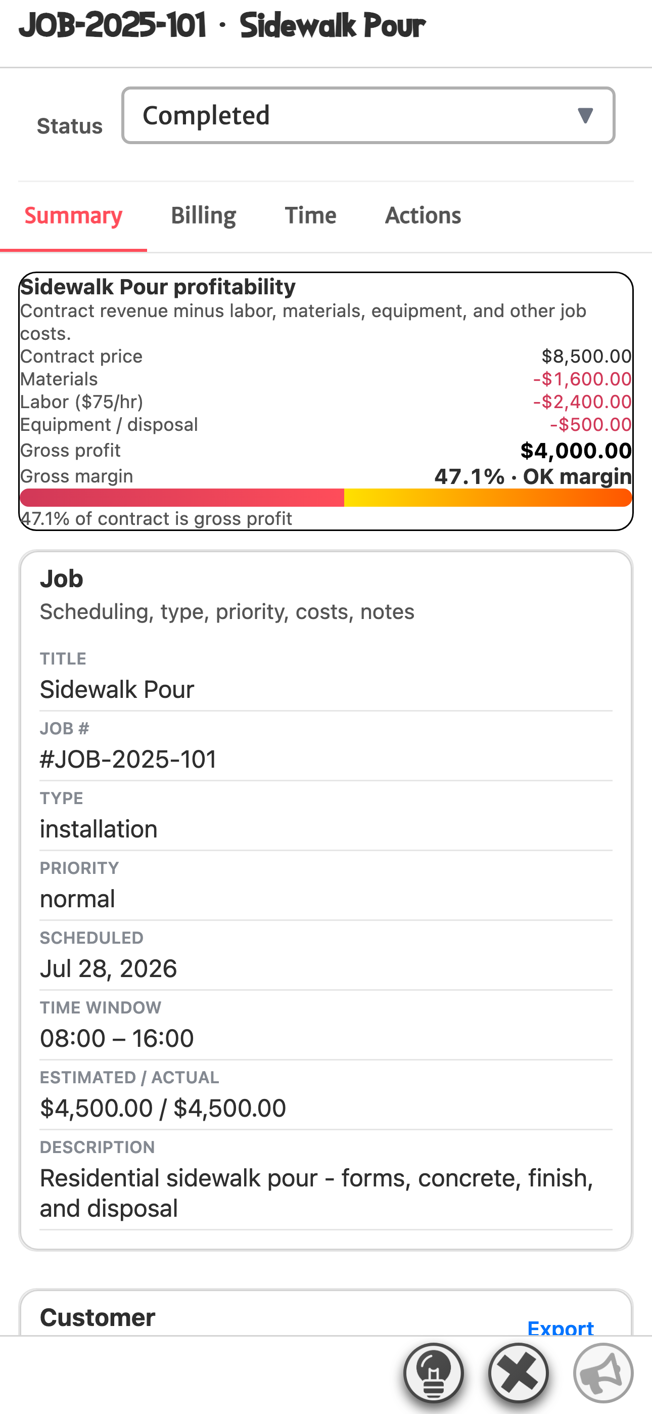 Command Your Crew: Job profitability — mobile