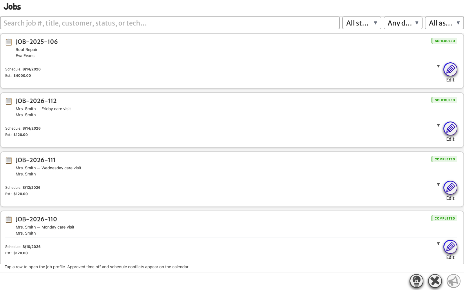 Command Your Crew: Job board — desktop