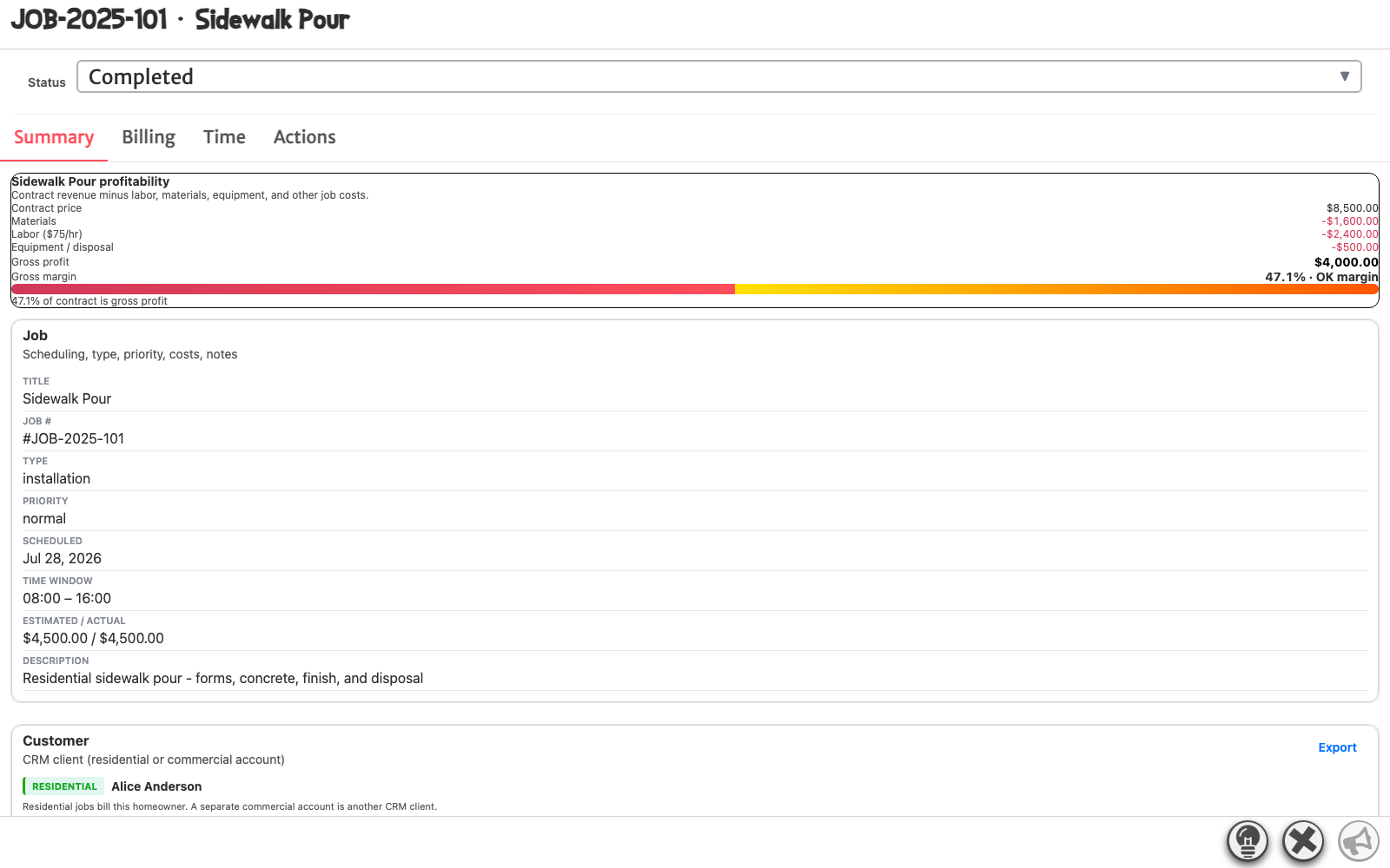 Command Your Crew: Job profitability — desktop